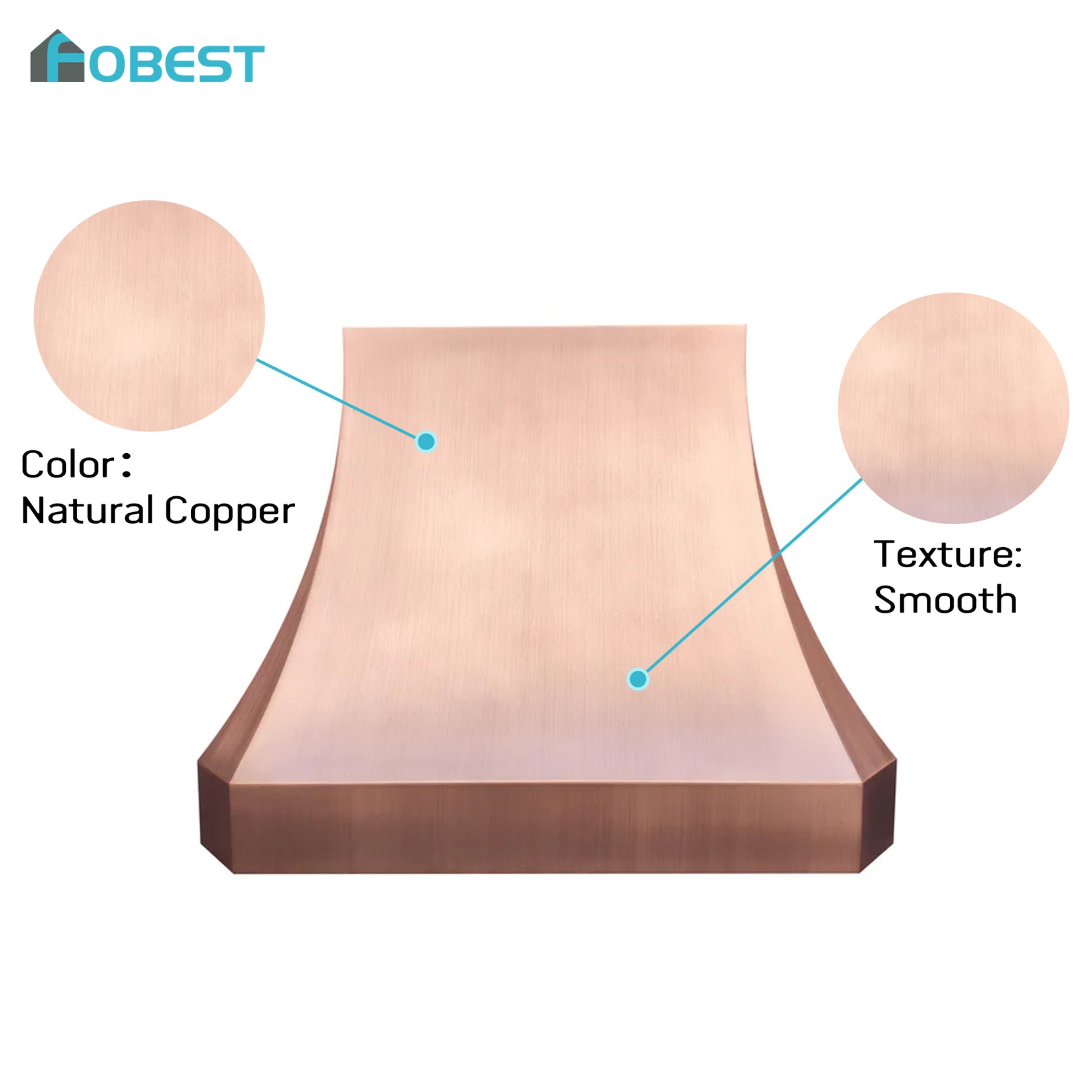 Fobest Custom Copper Range Hood with Smooth Texture FCP-120