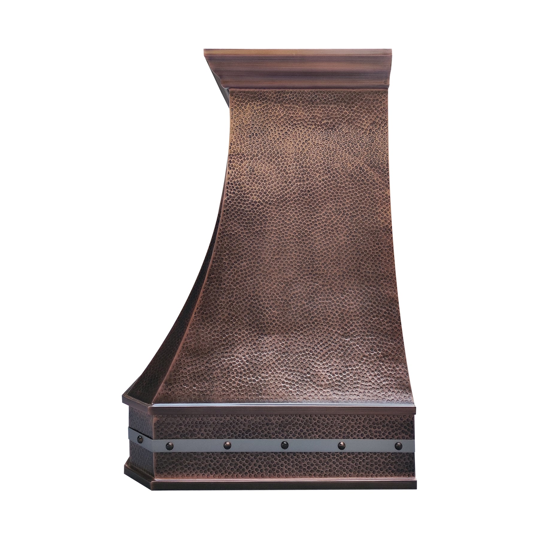 Fobest Custom Copper Range Hood with Stainless Steel Straps in a Statement Style FCP-339