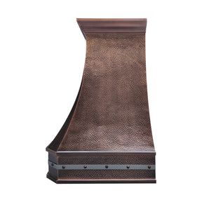 Fobest Custom Copper Range Hood with Stainless Steel Straps in a Statement Style FCP-339