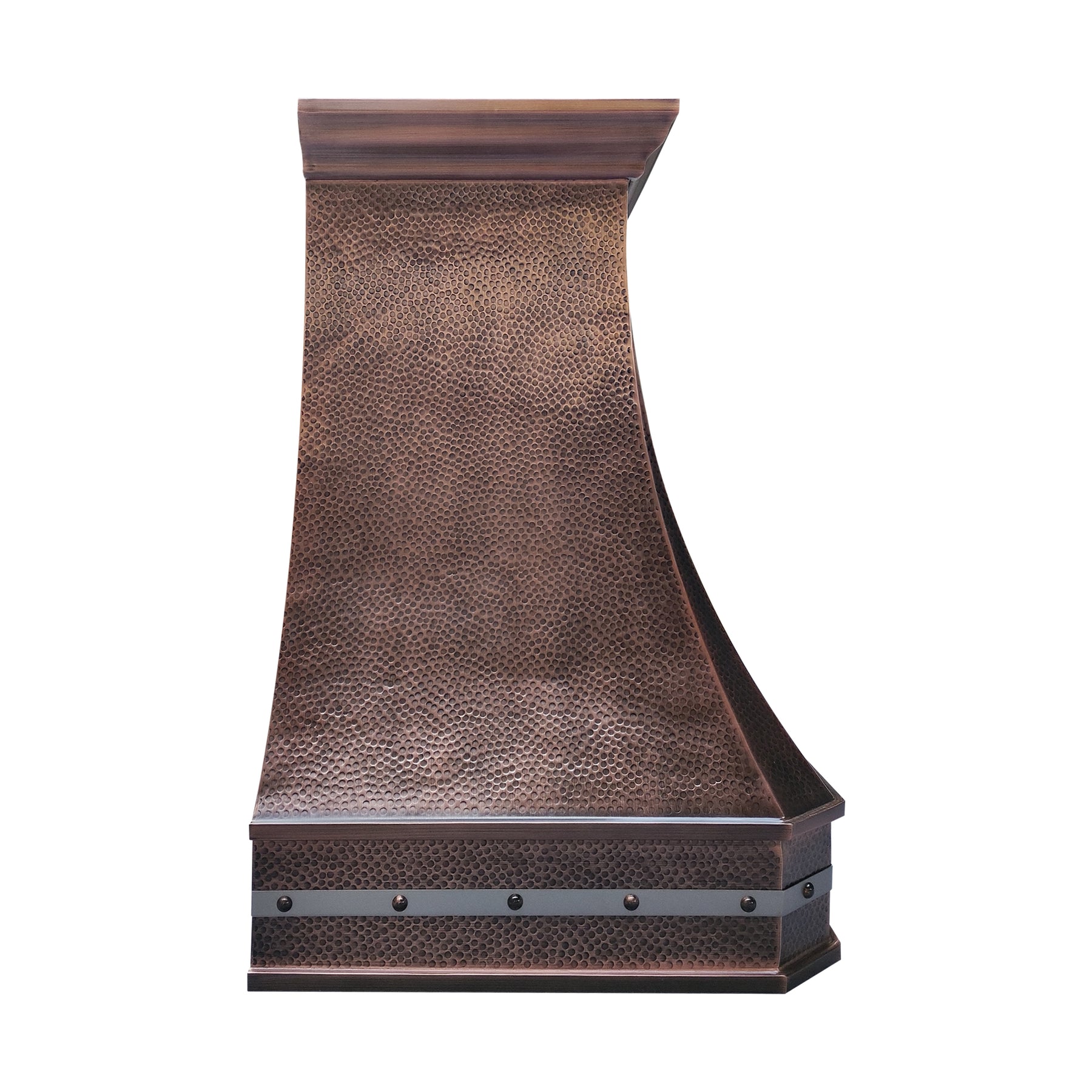 Fobest Custom Copper Range Hood with Stainless Steel Straps in a Statement Style FCP-339