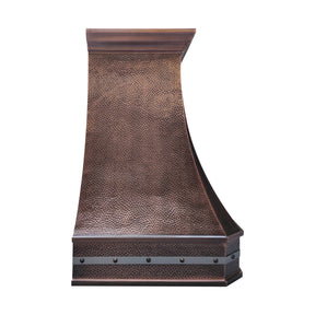 Fobest Custom Copper Range Hood with Stainless Steel Straps in a Statement Style FCP-339