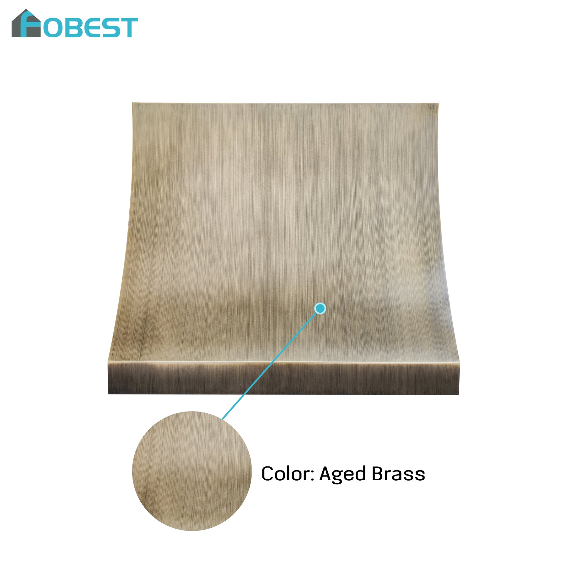 Fobest Custom Curved Box Range Hood in Aged Brass FSS-626