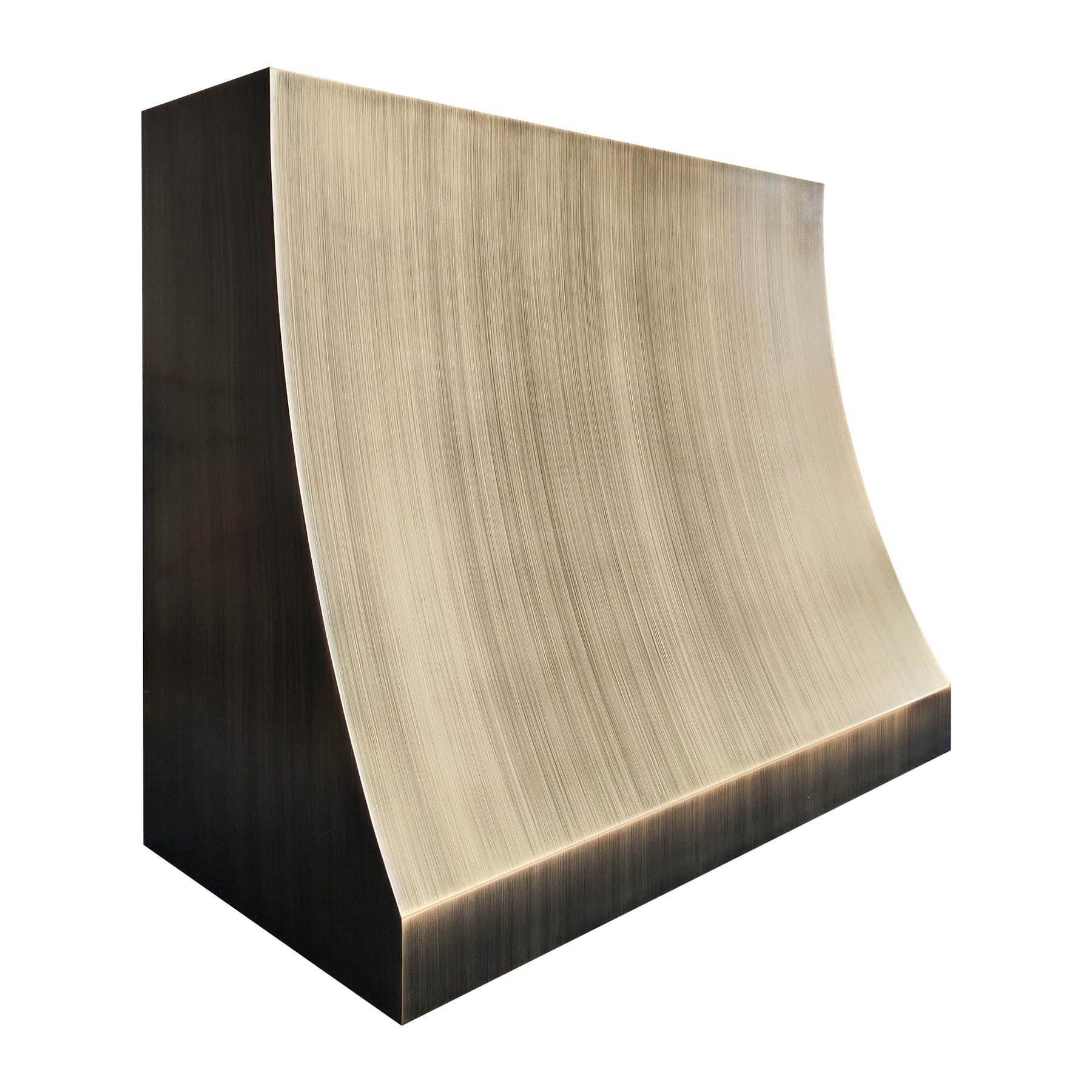 Fobest Custom Curved Box Range Hood in Aged Brass FSS-626