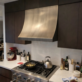 Fobest Custom Curved Box Range Hood in Aged Brass FSS-626