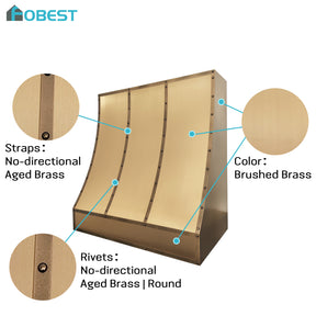 Fobest Custom Curved Box Range Hood in Brushed Brass  FSS-631