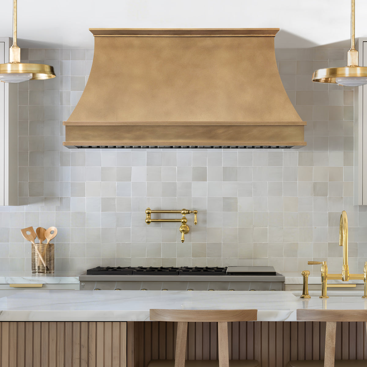 Fobest Custom Curved Brass Range Hood with Apron FSS-639