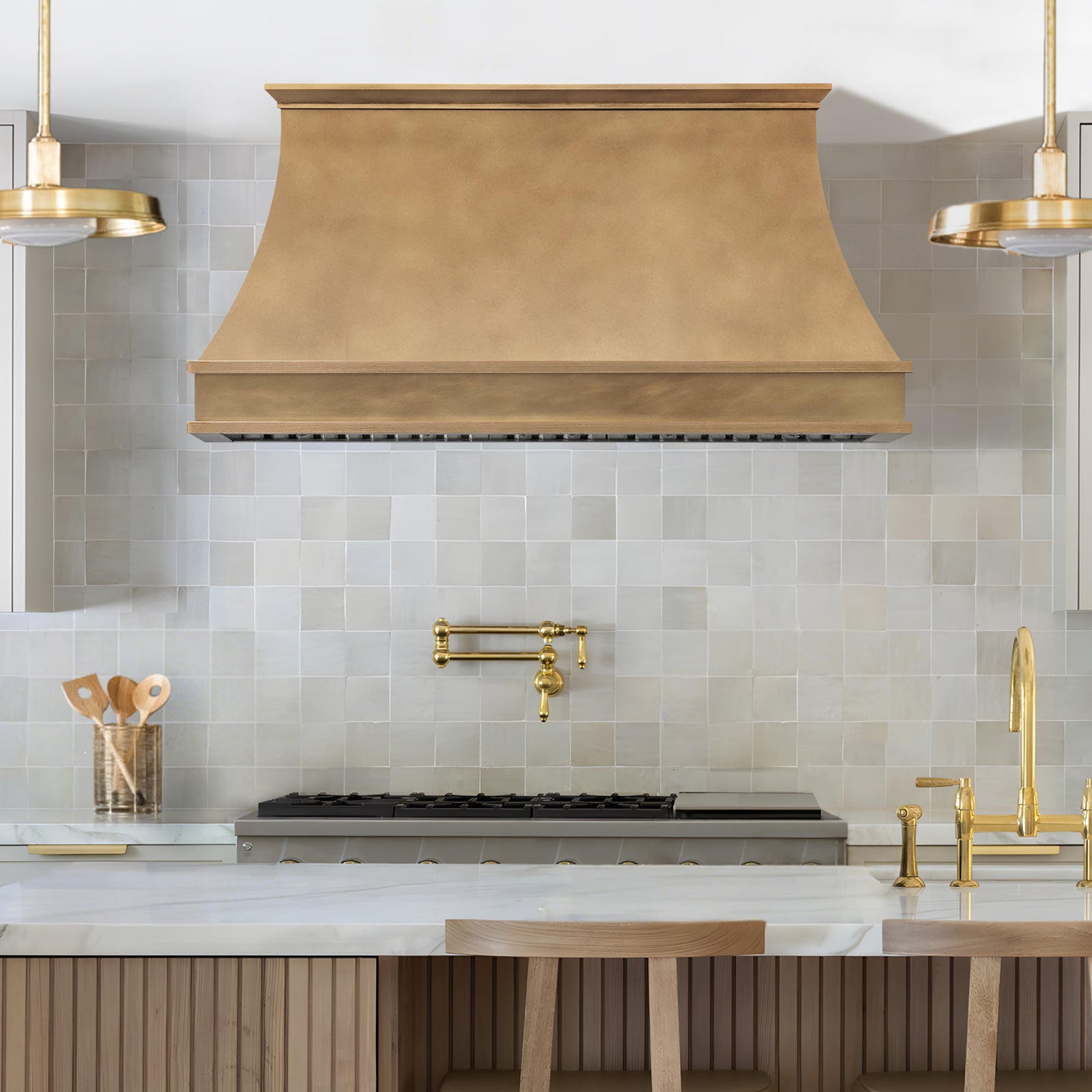 Fobest Custom Curved Brass Range Hood with Apron FSS-639