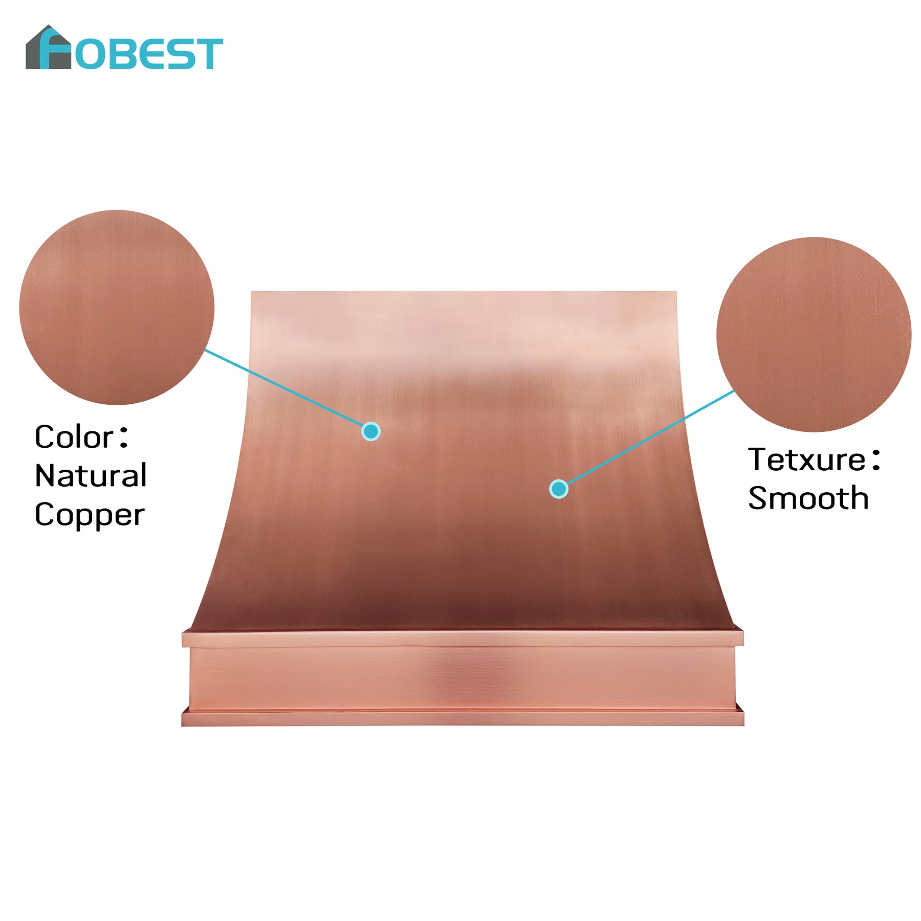 Fobest Custom Copper Range Hood Design for Minimal Modern Kicthen FCP-368