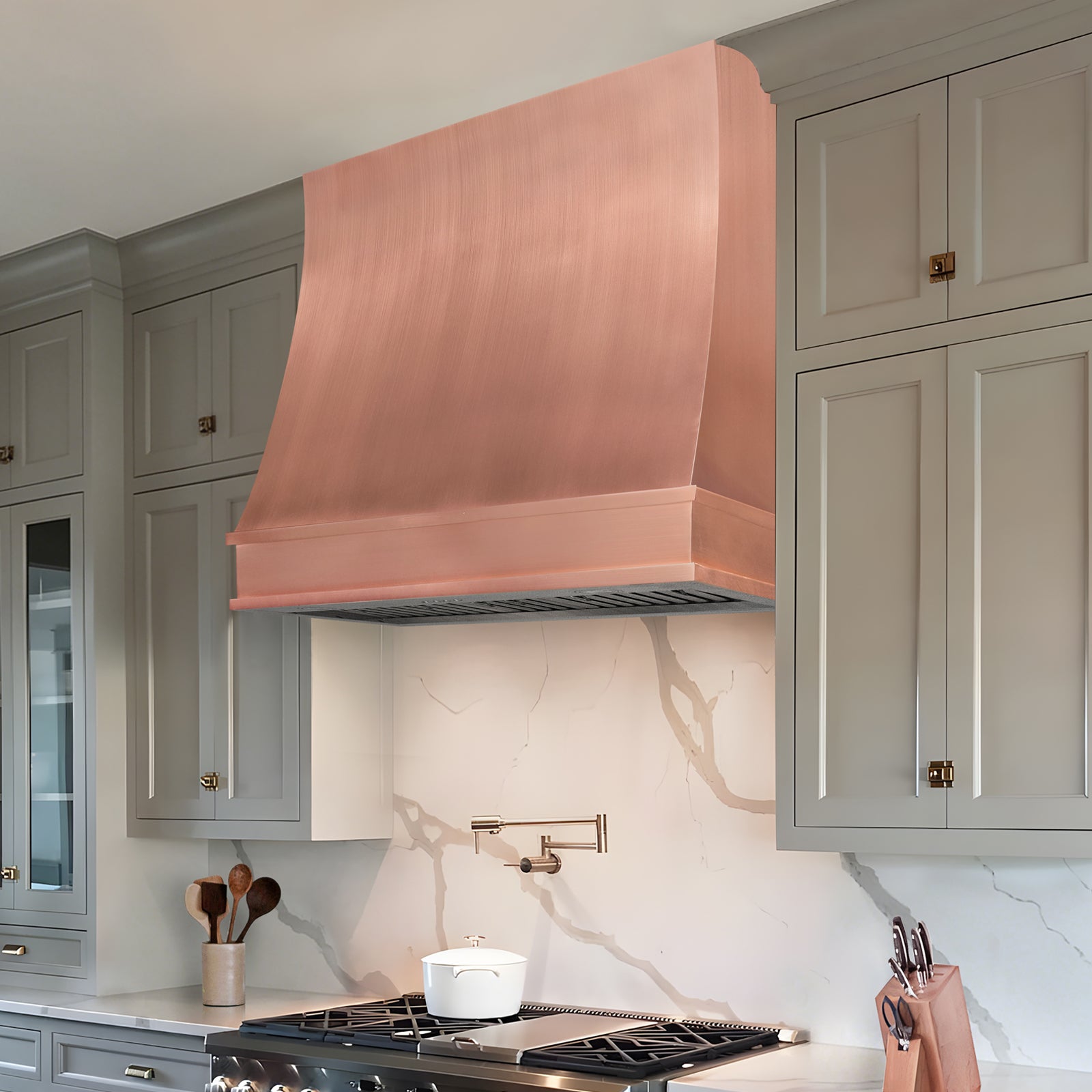Fobest Custom Copper Range Hood Design for Minimal Modern Kicthen FCP-368