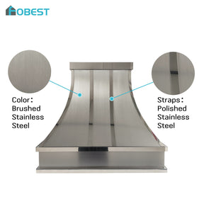 Fobest Custom Curved Modern Range Hood with Polished Stainless Steel Straps FSS-649
