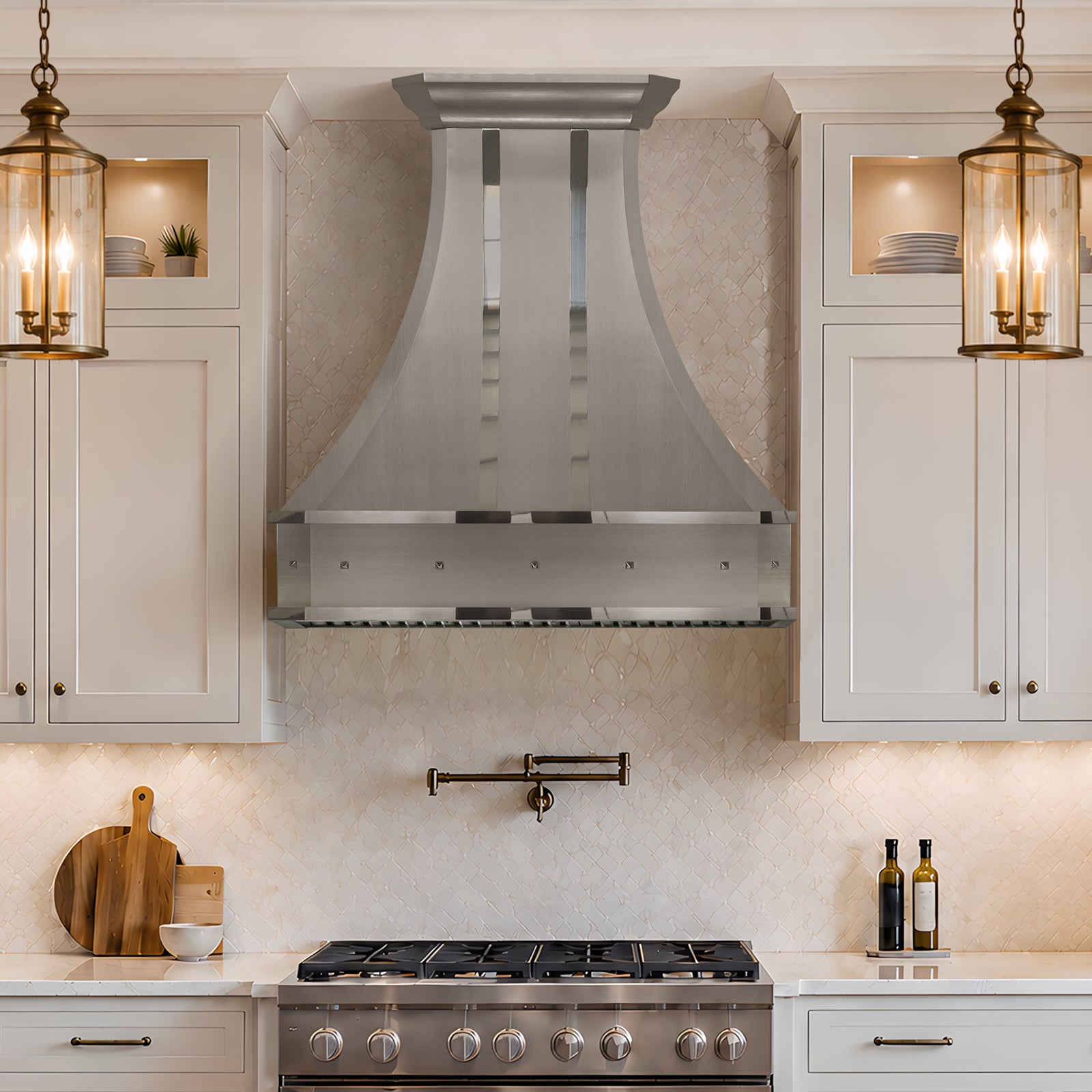 Fobest Custom Curved Stainless Steel Kitchen Hood with Cornered Crown FSS-111