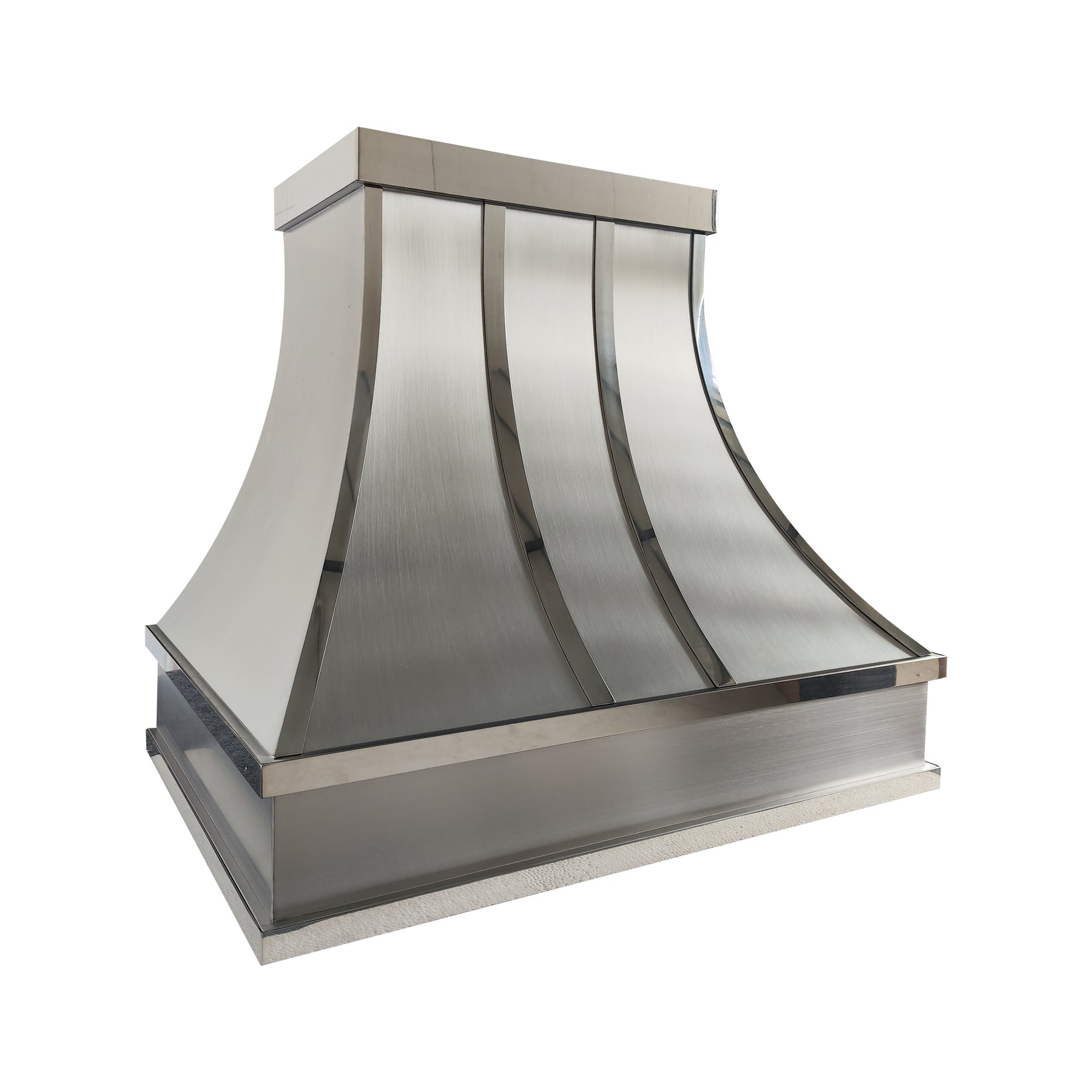Fobest Custom Curved Modern Range Hood with Polished Stainless Steel Straps FSS-649