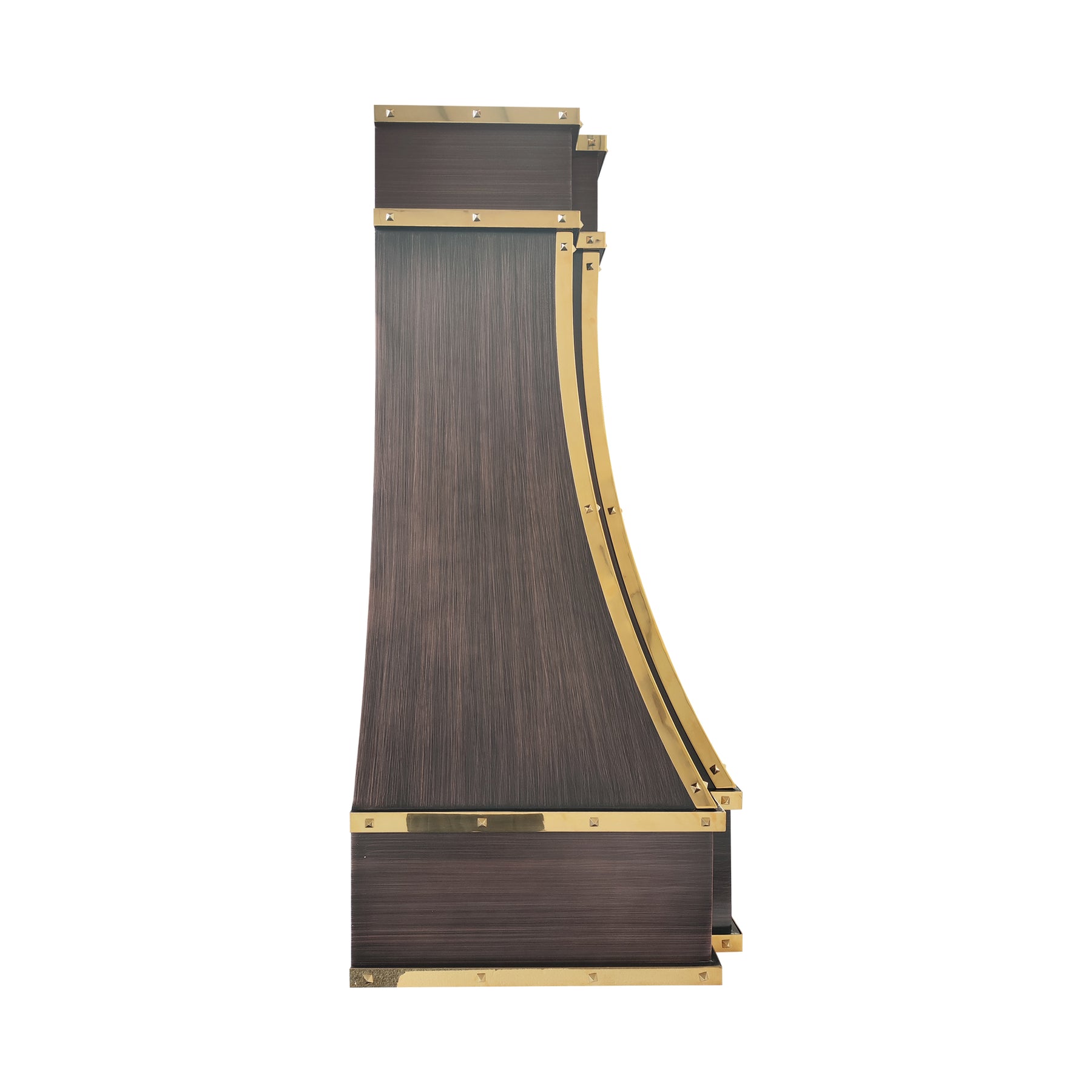 Fobest Custom Dark Antique Copper Range Hood with Polished Brass Accents FCP-385