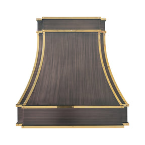 Fobest Custom Dark Antique Copper Range Hood with Polished Brass Accents FCP-385