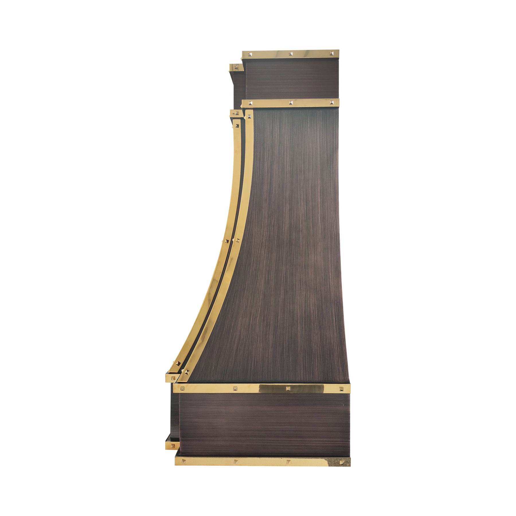 Fobest Custom Dark Antique Copper Range Hood with Polished Brass Accents FCP-385
