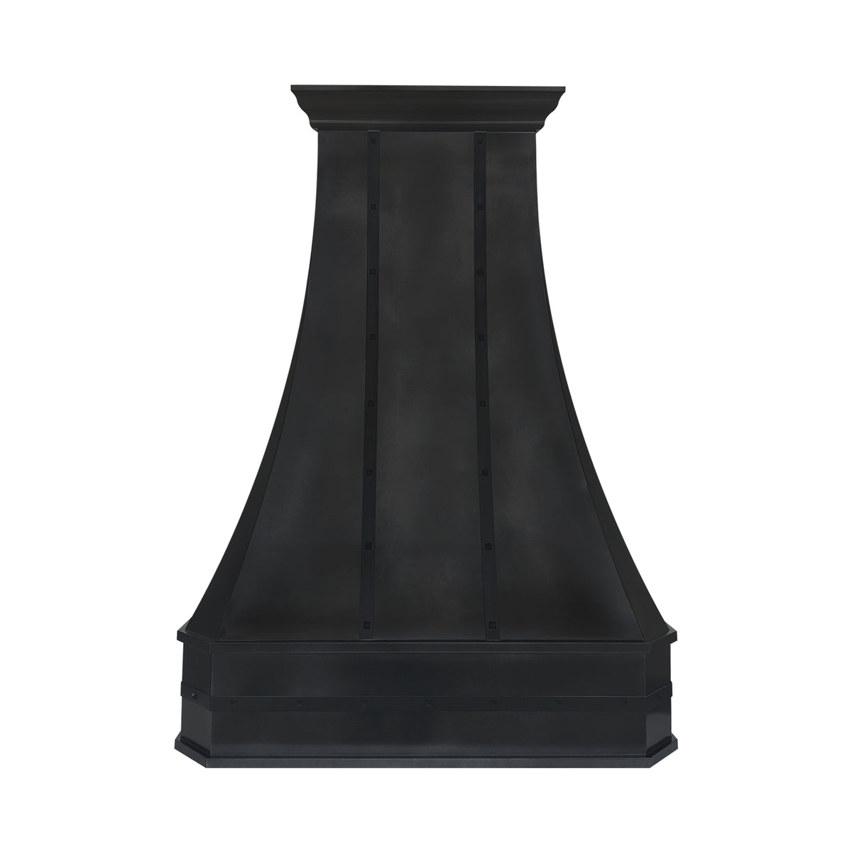 Fobest Custom Dark Zinc Range Hood with Black Stainless Steel Accents FSS-668