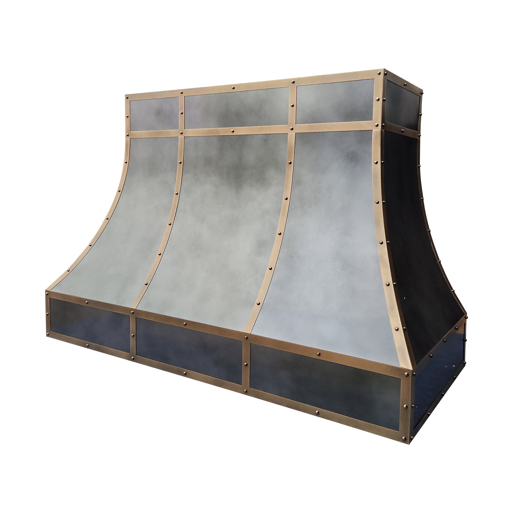 Fobest Custom Dark Zinc Range Hood with Brass Trim for Modern Kitchens FSS-570