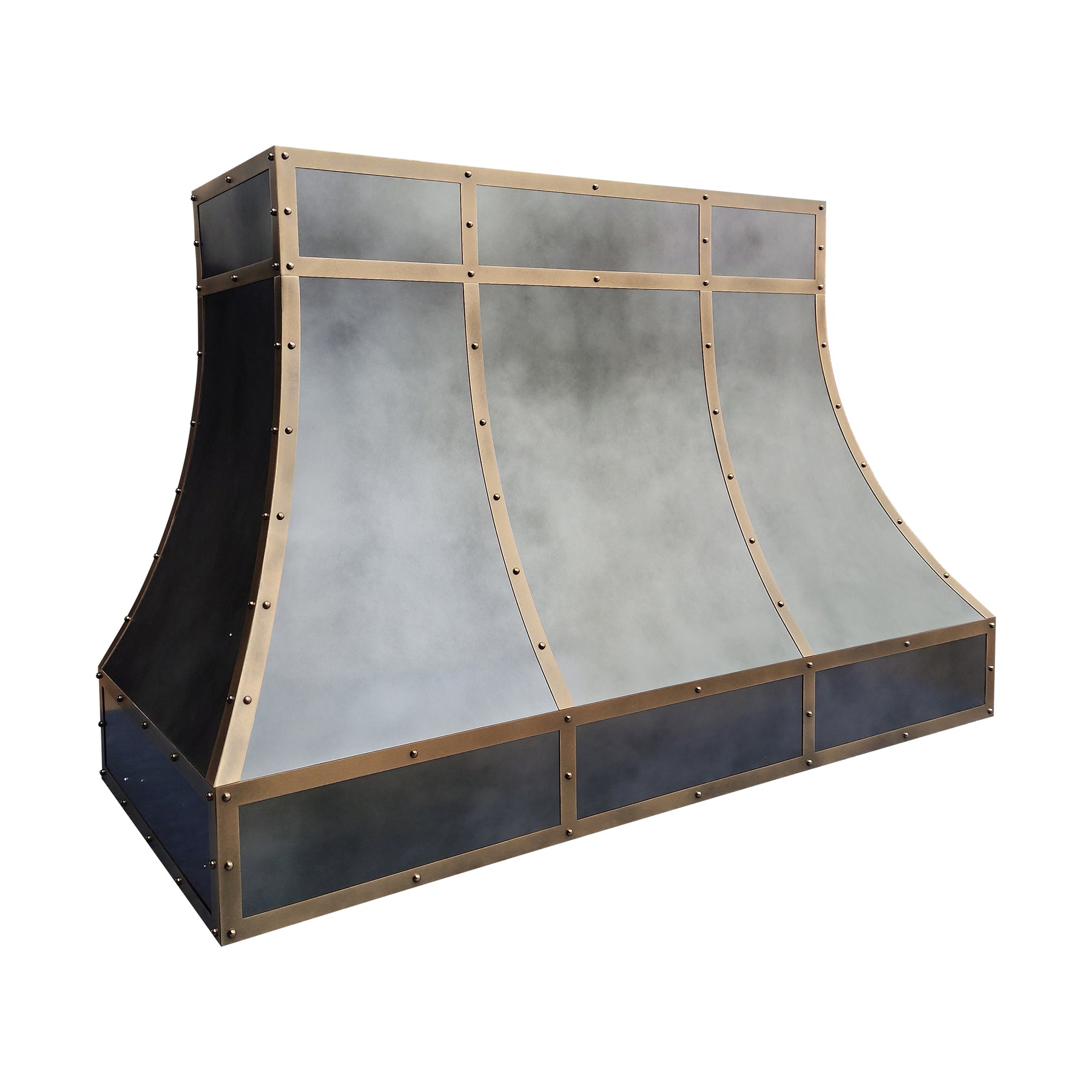 Fobest Custom Dark Zinc Range Hood with Brass Trim for Modern Kitchens FSS-570
