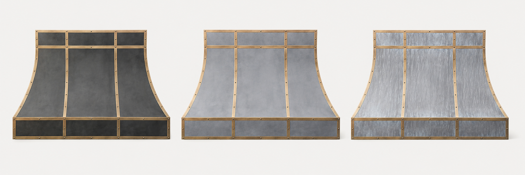 Fobest Custom Dark Zinc Range Hood with Brass Trim for Modern Kitchens FSS-570