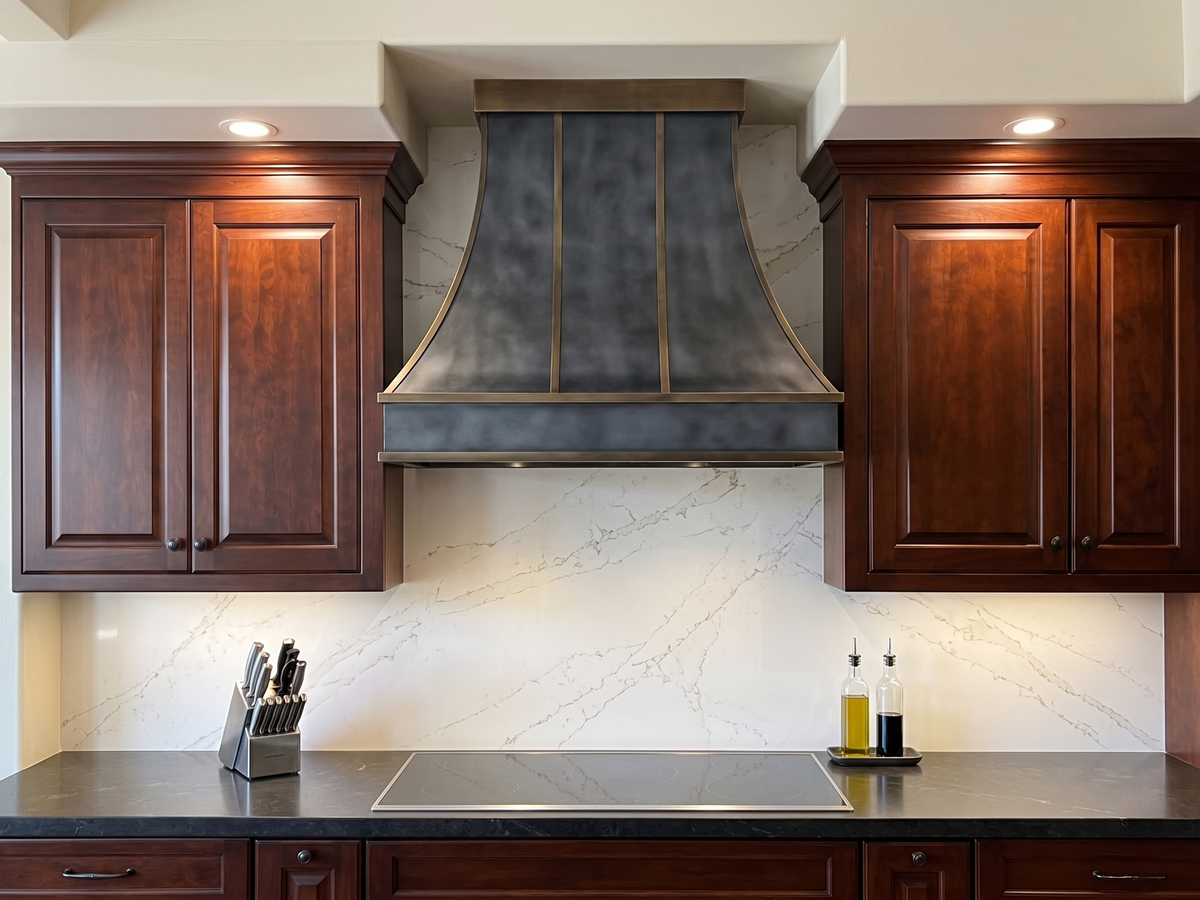 Fobest Custom Dark Zinc Range Hood with Retro Accents FSS-555