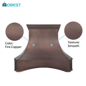 Fobest Custom Fire Copper Range Hood with Arched Design  FCP-379