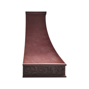 Fobest Custom Fire Copper Range Hood with Hammered Texture & Sculpted Curved Crown FCP-356