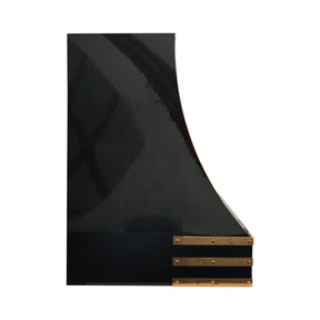 Fobest Custom Glossy Black Stainless Steel Range Hood with Polished Brass Straps FSS-645