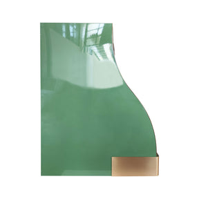 Fobest Custom Glossy Green Range Hood with Brushed Brass Straps FSS-662