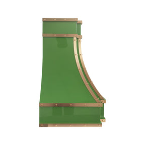 Fobest Custom Glossy Green Stainless Steel Range Hood with Brass Trim FSS-697