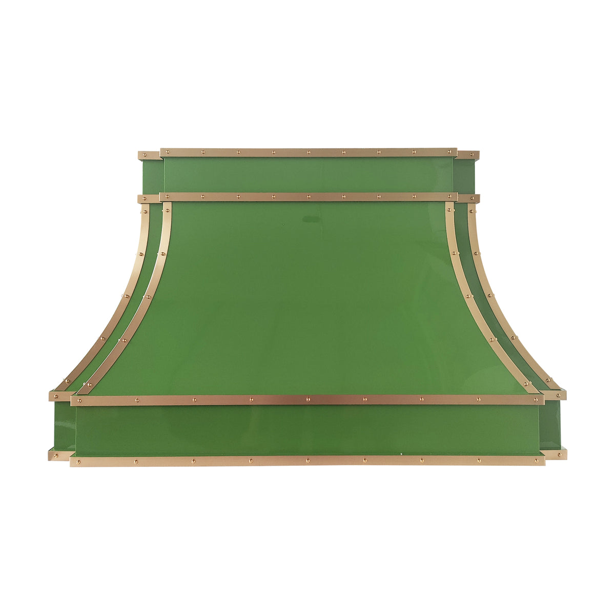 Fobest Custom Glossy Green Stainless Steel Range Hood with Brass Trim FSS-697