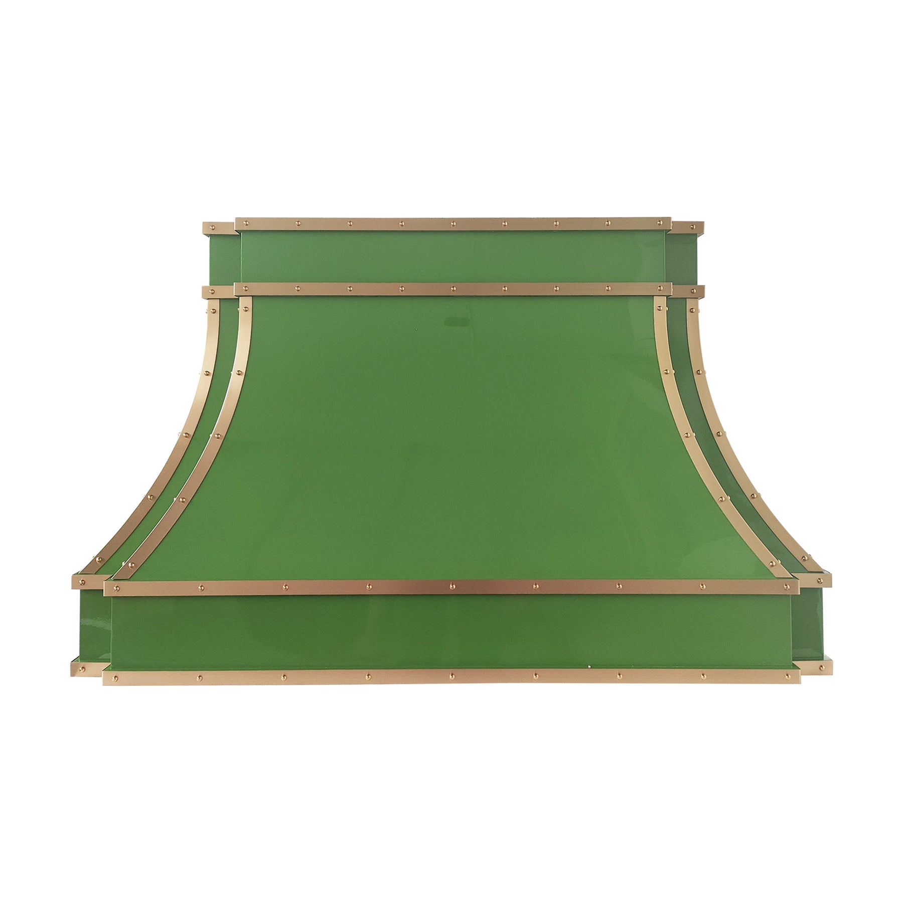 Fobest Custom Glossy Green Stainless Steel Range Hood with Brass Trim FSS-697