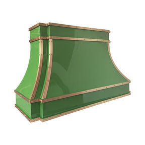 Fobest Custom Glossy Green Stainless Steel Range Hood with Brass Trim FSS-697