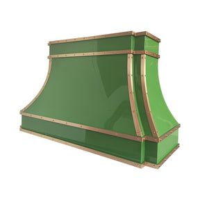 Fobest Custom Glossy Green Stainless Steel Range Hood with Brass Trim FSS-697