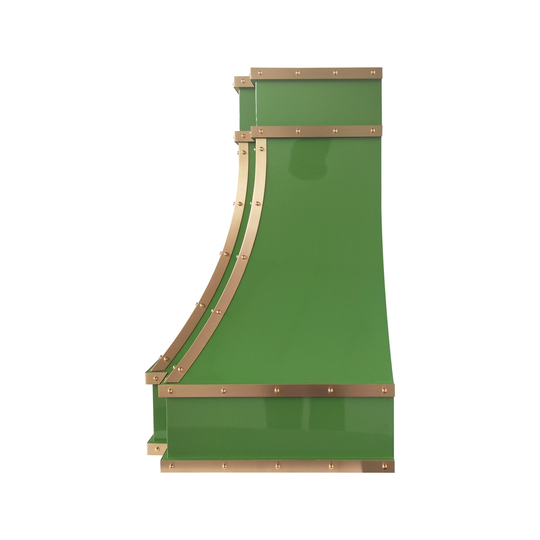 Fobest Custom Glossy Green Stainless Steel Range Hood with Brass Trim FSS-697