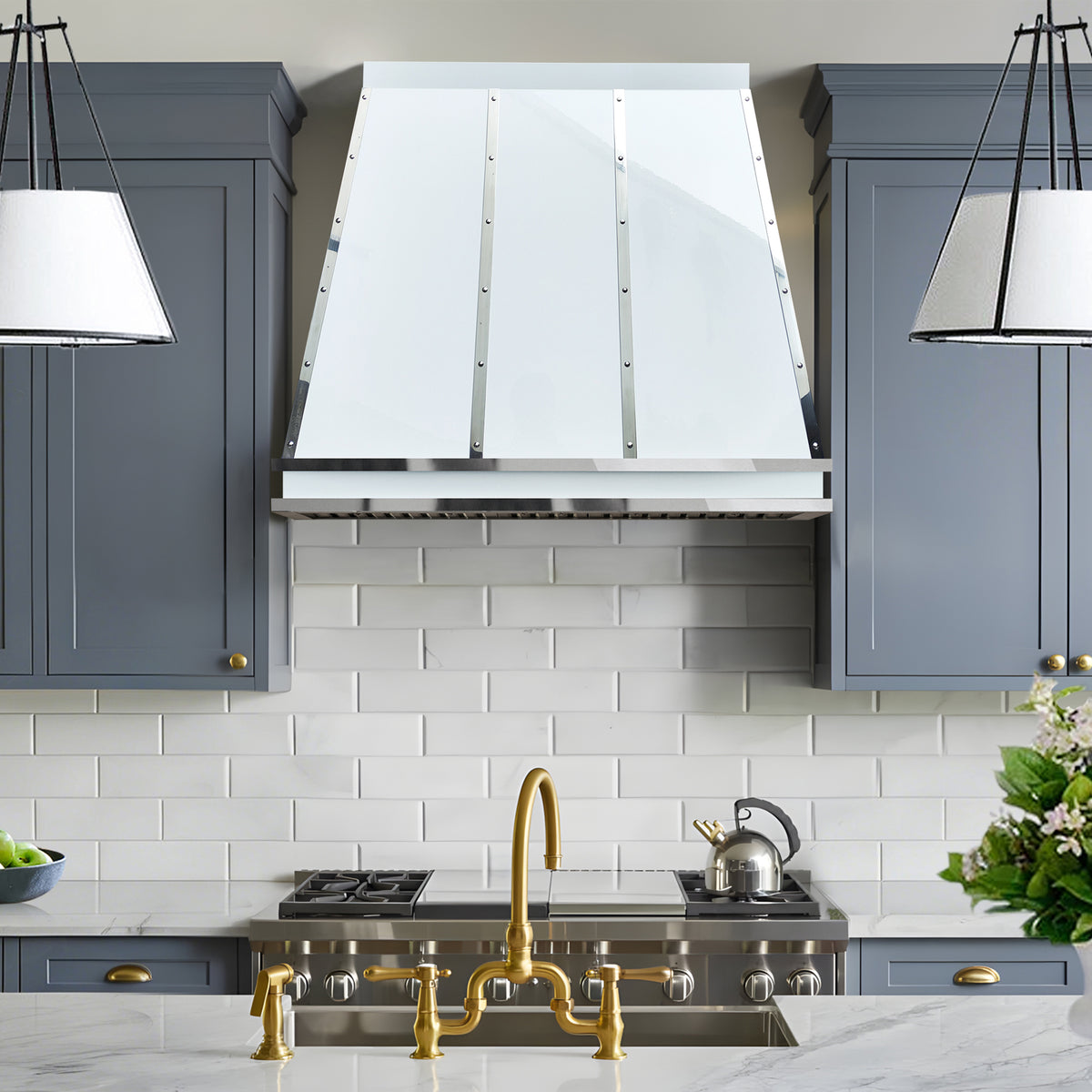 Fobest Custom Glossy White Stainless Steel Range Hood FSS-574