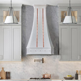 Fobest Custom Glossy White Stainless Steel Range Hood with Natural Copper Accents FSS-734