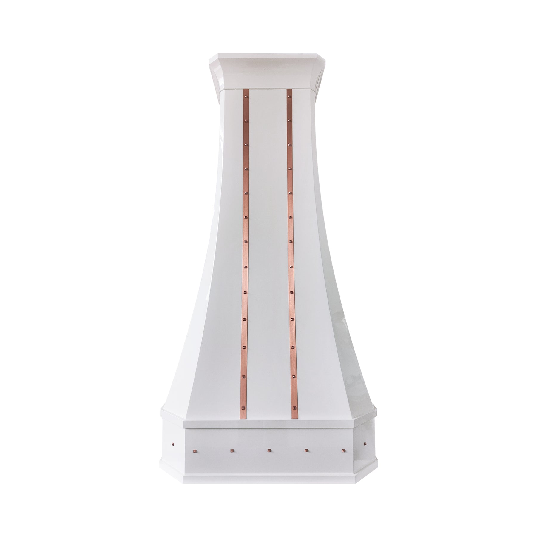 Fobest Custom Glossy White Stainless Steel Range Hood with Natural Copper Accents FSS-734