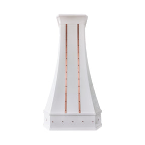 Fobest Custom Glossy White Stainless Steel Range Hood with Natural Copper Accents FSS-734