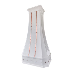 Fobest Custom Glossy White Stainless Steel Range Hood with Natural Copper Accents FSS-734