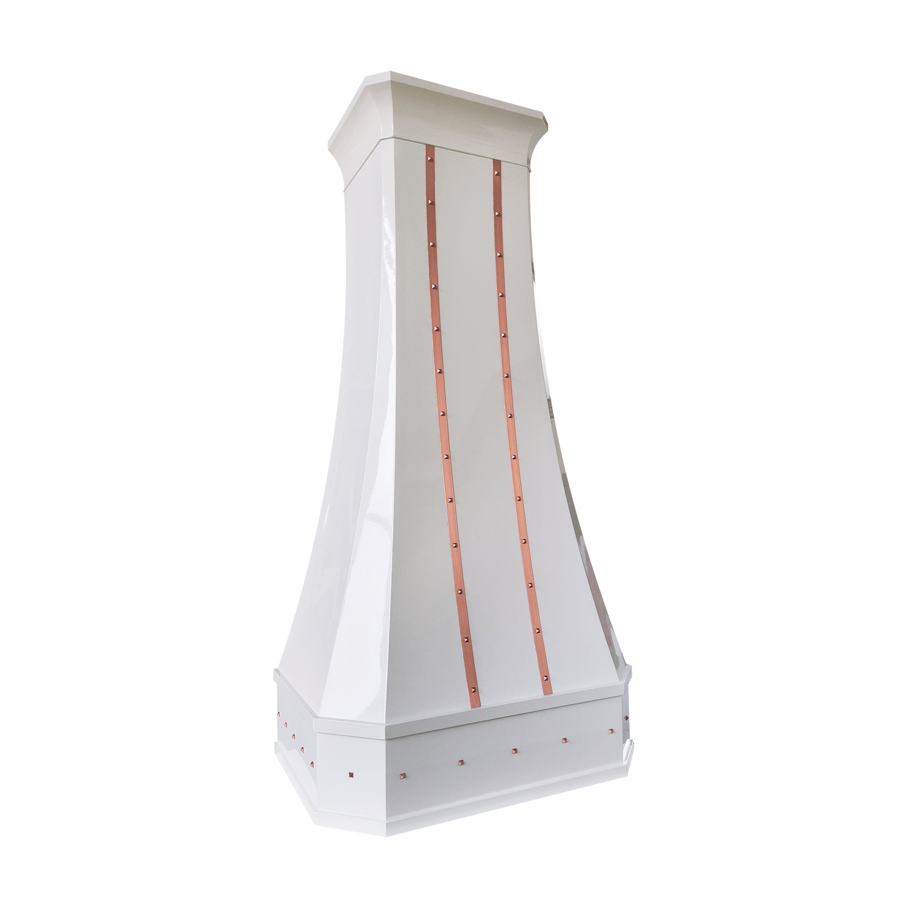 Fobest Custom Glossy White Stainless Steel Range Hood with Natural Copper Accents FSS-734