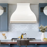 Fobest Custom Glossy White Stainless Steel Range Hood with Polished Brass Accents FSS-569