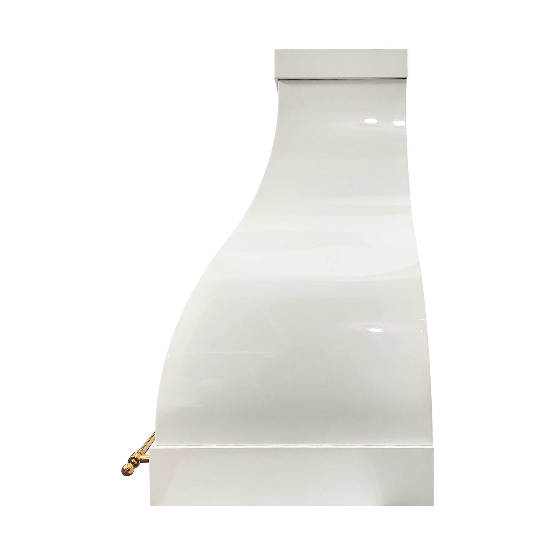 Fobest Custom Glossy White Stainless Steel Range Hood with Polished Brass Accents FSS-569
