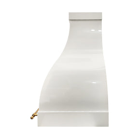 Fobest Custom Glossy White Stainless Steel Range Hood with Polished Brass Accents FSS-569