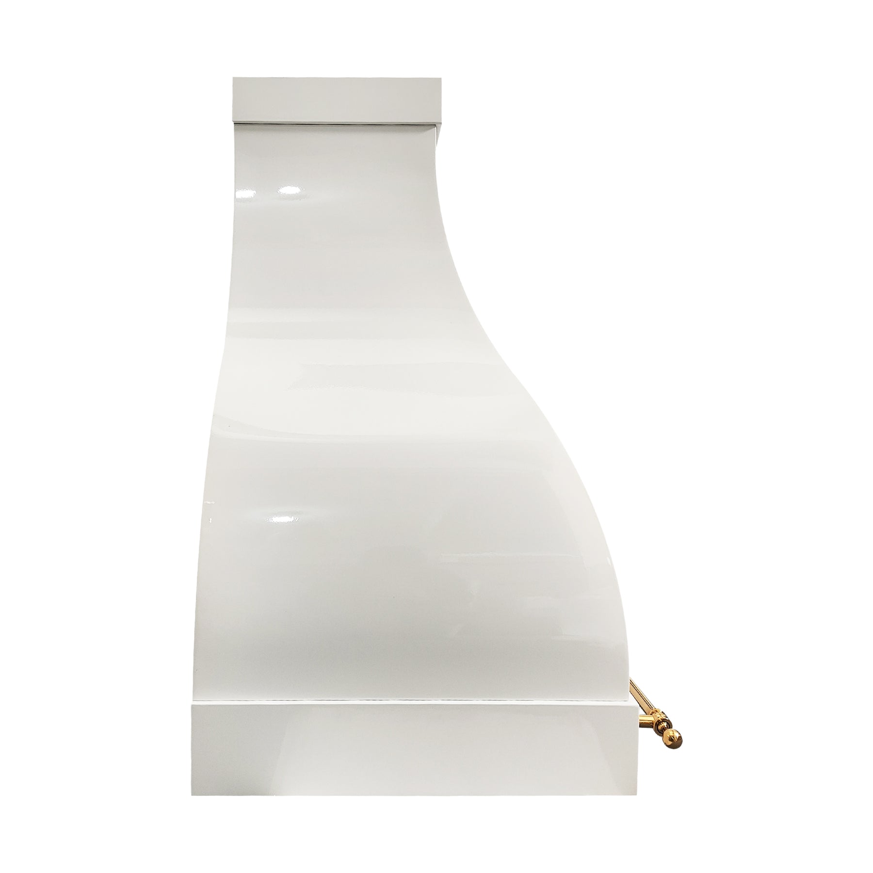 Fobest Custom Glossy White Stainless Steel Range Hood with Polished Brass Accents FSS-569