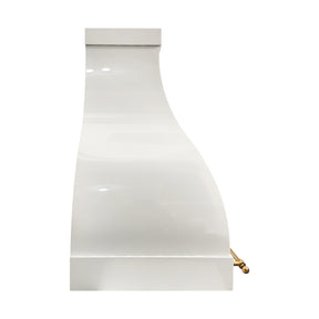 Fobest Custom Glossy White Stainless Steel Range Hood with Polished Brass Accents FSS-569