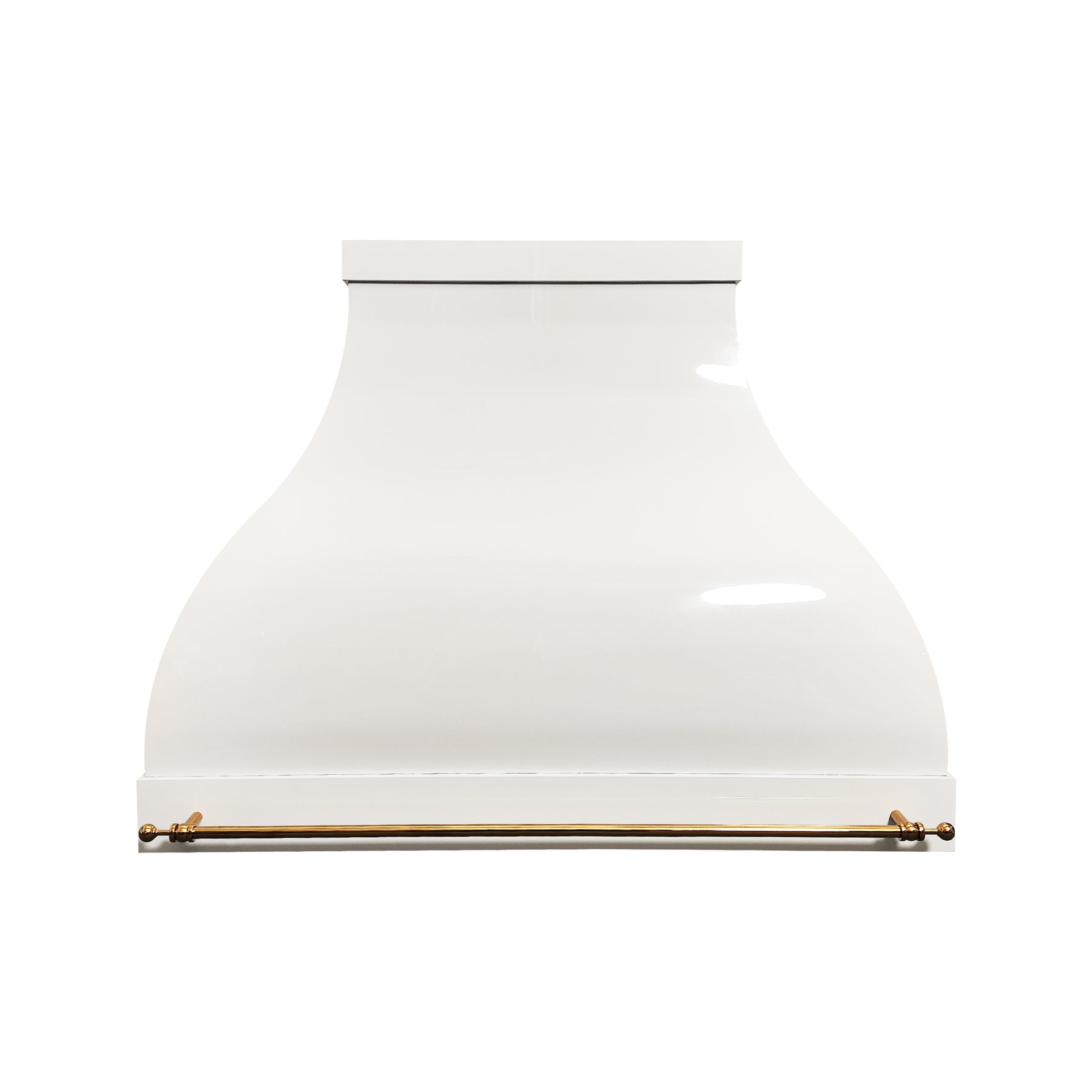 Fobest Custom Glossy White Stainless Steel Range Hood with Polished Brass Accents FSS-569