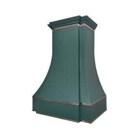 Fobest Custom Green Parallel Range Hood with Aged Brass Trim FSS-597
