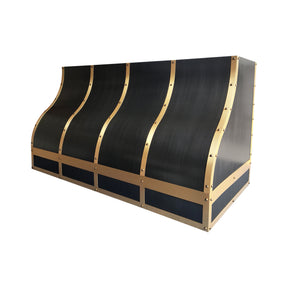 Fobest Custom Grey Stainless Steel Range Hood with Brushed Brass Decor FSS-637