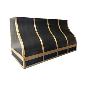 Fobest Custom Grey Stainless Steel Range Hood with Brushed Brass Decor FSS-637