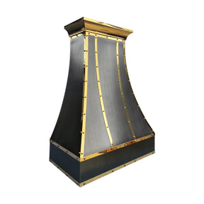 Fobest Custom Grey Stainless Steel Range Hood with Polished Brass Accents  FSS-640